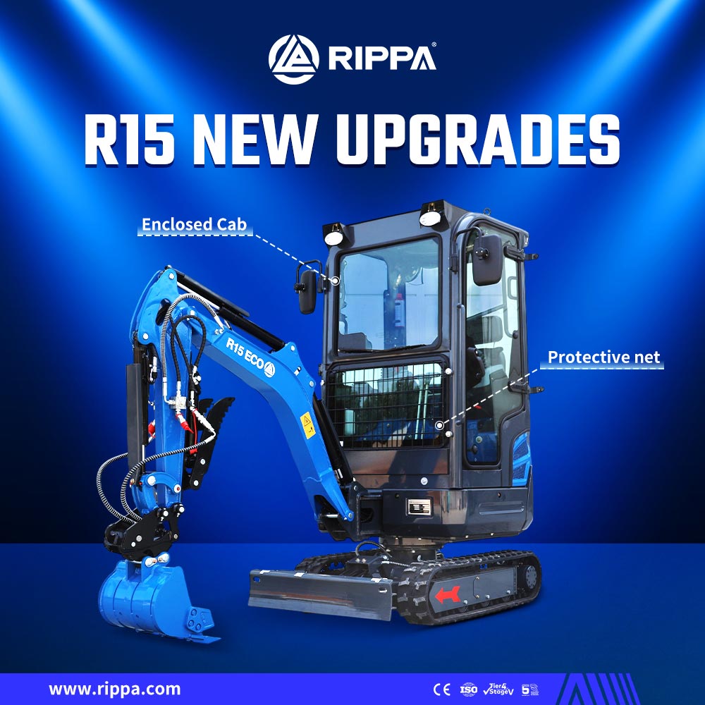 RIPPA R15 ECO Enclosed Cab Version Mini Excavator
