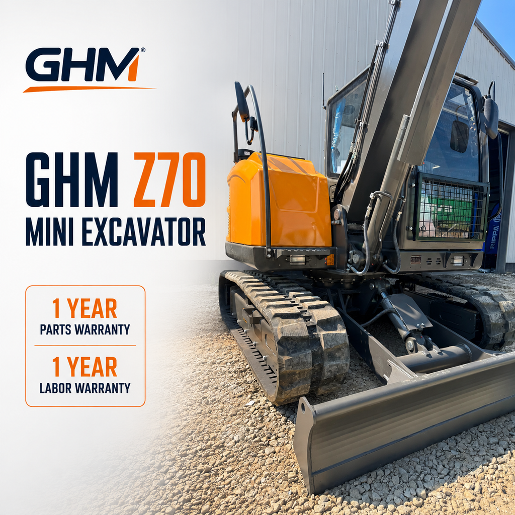 GHM Z70 14330 lb AC Cab Excavator Kubota V2607 Diesel